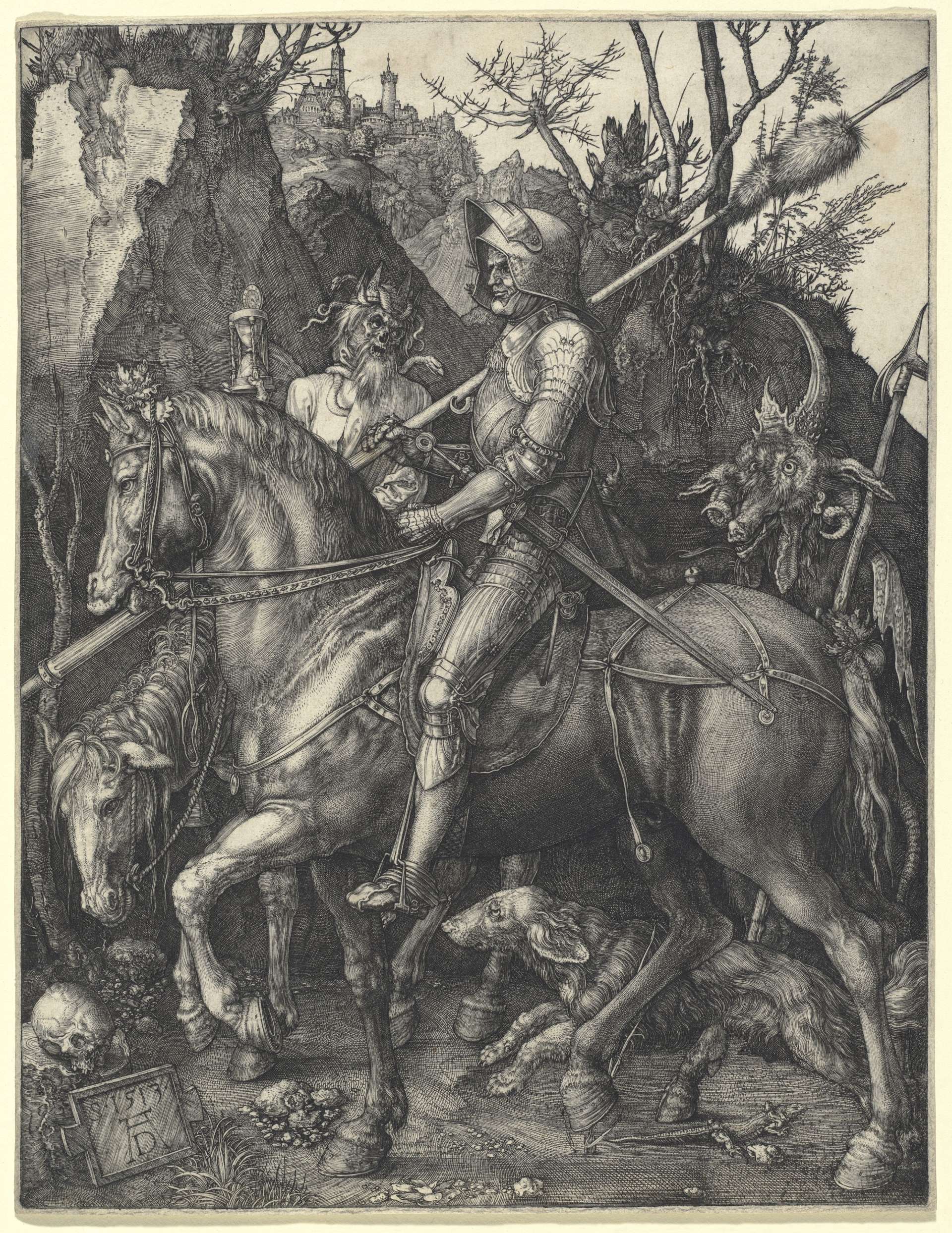 Albrecht Dürer, Le Chevalier, la Mort et le Diable, gravure sur cuivre, 1513